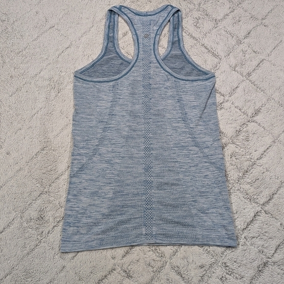 Lululemon Top Women's 6 Blue Heathered Swiftly Tech Tank Slim Fit Run Train Mesh - Picture 6 of 6